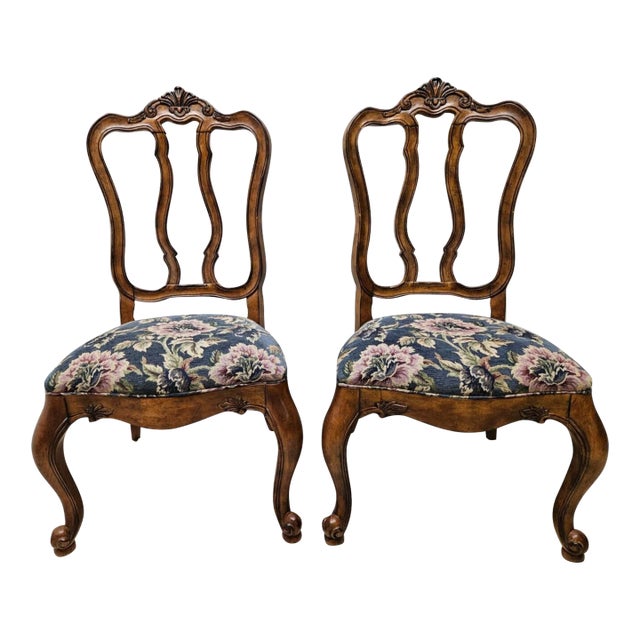 1990s Pair Chairs Ethan Allen Tuscany Pretzel Back Dining Room Side Chairs Newport French For Sale