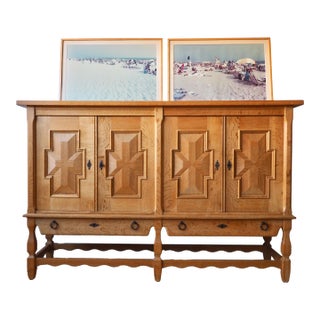 1970s Carved Brutalist Sideboard by Henning Kjaernulf, Attributed For Sale