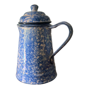 Élégant Vintage Hand Painted Blue Stangl Sponge Ware Tea or Coffee Pot