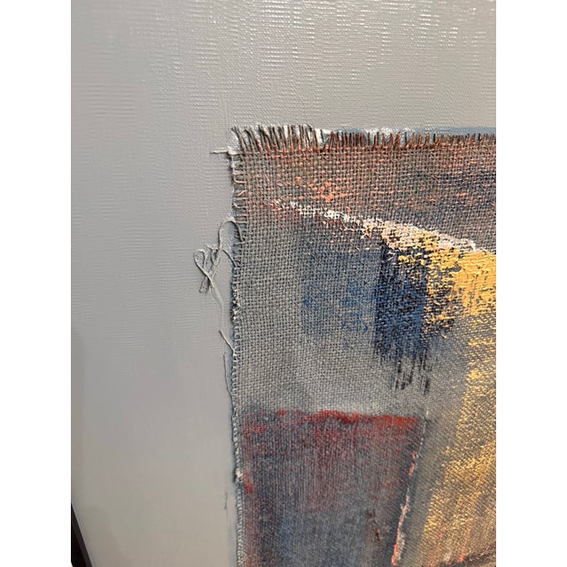 Monumental Mid-Century Modern Textile Abstract Wall Art in Frame For Sale - Image 4 of 8