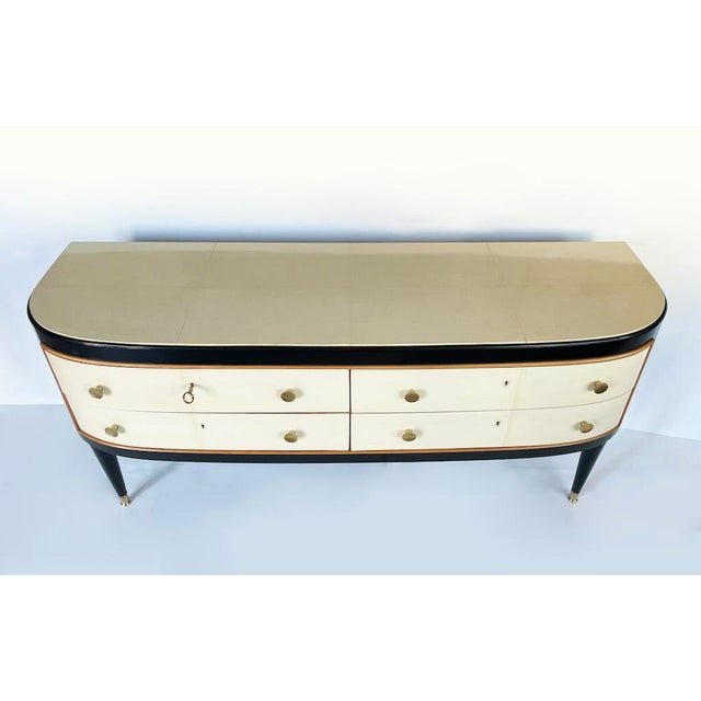 Mid-Century Chest of Drawers in Lacquered Wood and Parchment, 1950 For Sale - Image 4 of 18
