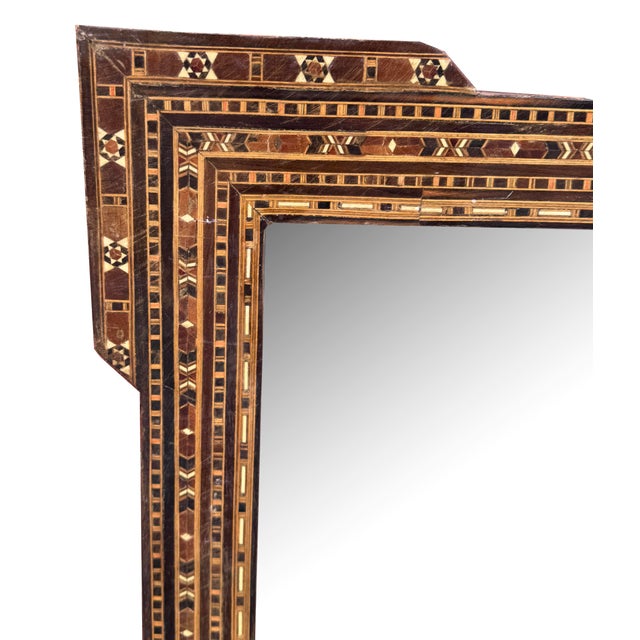 Vintage Marquetry Inlaid Damascus Mirror Frame For Sale - Image 4 of 4