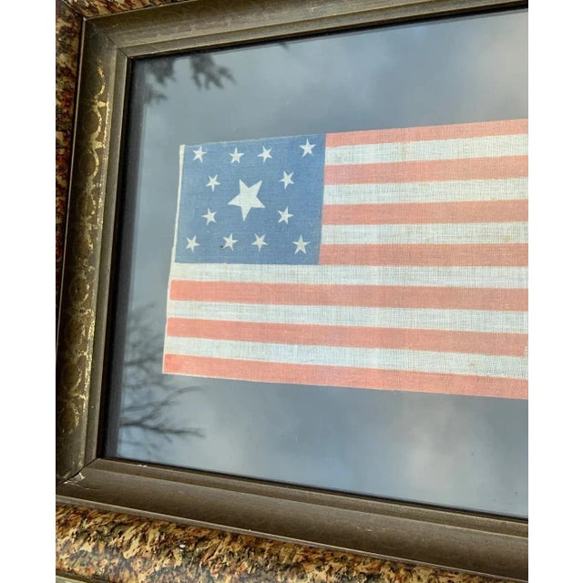 19th Century Authentic Antique 1876 Framed 13 Star Centennial Parade Flag Rare For Sale - Image 5 of 9