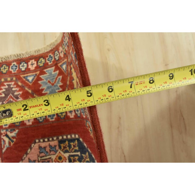 Kazak Runner 2’6” X 9’10” Red Wool Tribal Hand-Knotted Oriental Rug For Sale - Image 10 of 12