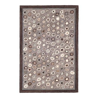 Dash & Albert by Annie Selke Cat's Paw Grey Micro Hooked Wool Rug, 3' x 5' For Sale