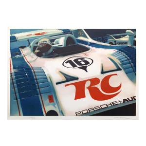 Porsche, Ron Kleemann Lithograph on Arches Paper, Signed and Numbered in Pencil