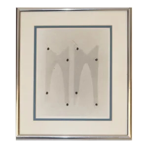 Mixed Media Chrome Framed Paper Cut Art Mid-Century Modern 1980s