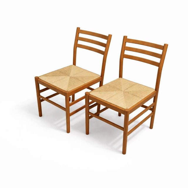 Rustic Italian Beech Ladder Back Dining Chairs, Set of 2 For Sale - Image 3 of 12