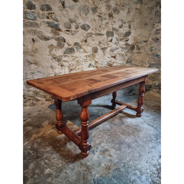 Wood Vintage French Oak Dining Table, 1950-1970 For Sale - Image 7 of 15