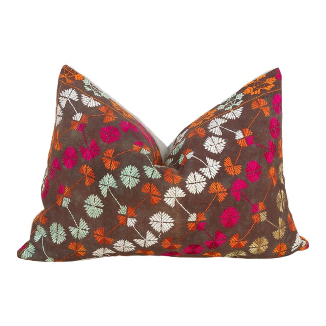 Mika Antique Indian Folk Lumbar Pillow For Sale