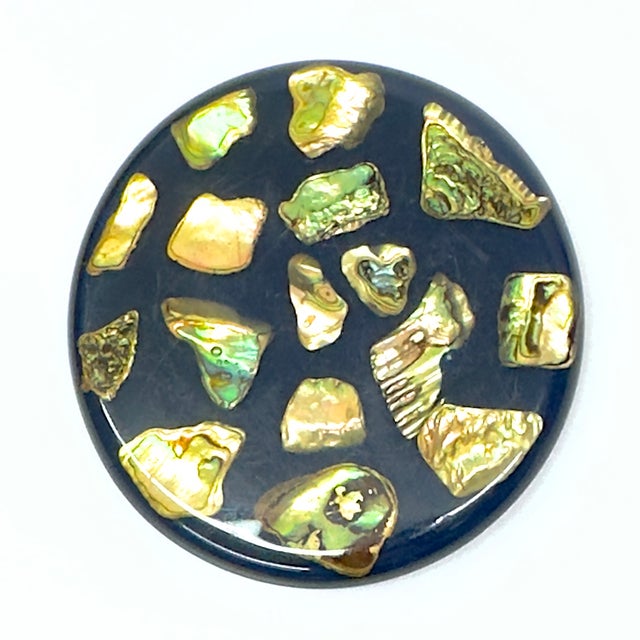 Mid-Century Resin & Abalone Trivet Curation - Group of 3 For Sale - Image 13 of 17