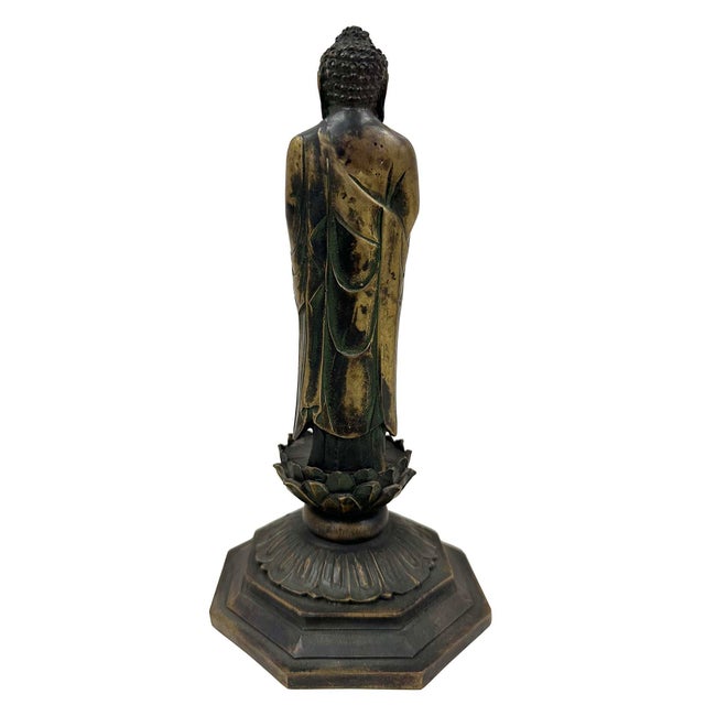 Antique Chinese Bronze Buddha Amitabha (Amida Nyorai) Statue For Sale In Los Angeles - Image 6 of 11