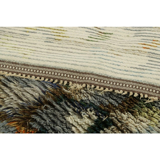 Beige Vintage Swedish Rug With Polychromatic Geometric Pattern | Rug & Kilim For Sale - Image 8 of 8