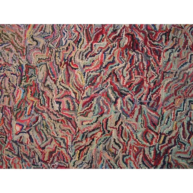 1930s Attractive Multicolor Background and Black Border With Folk Art Style Antique American Hooked Rug For Sale - Image 5 of 6