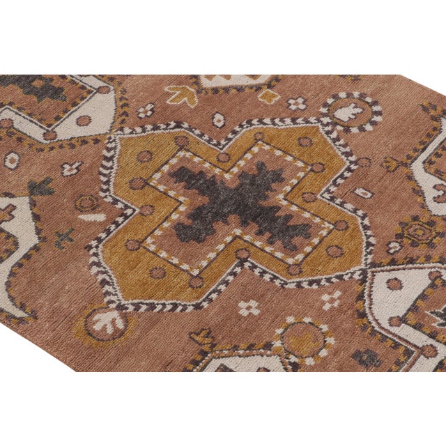 Rug & Kilim’s Tribal Style Rug in Rust With Gold and White Medallion Patterns For Sale In New York - Image 6 of 7