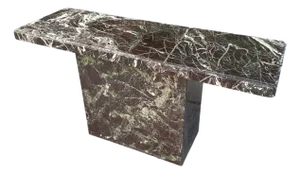 1980s Postmodern Rosso Levanto Marble Console Table