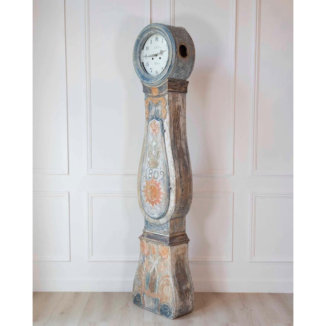 Dated 1809 Swedish Longcase Clock with Original Folk Art Decoration For Sale - Image 16 of 16