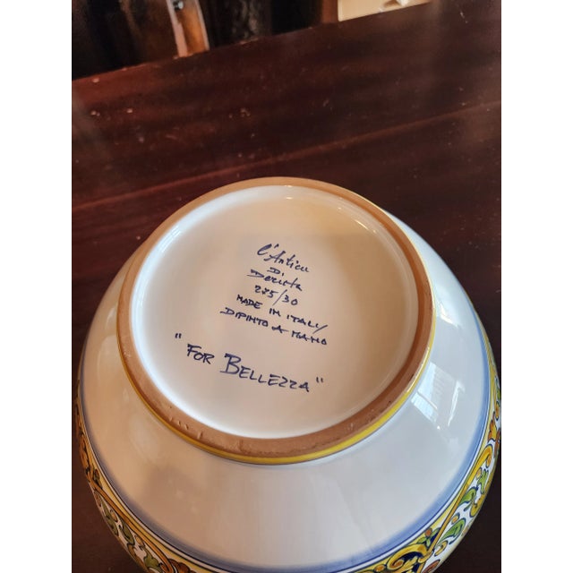 Highly decorative and detailed Italian ceramic serving bowl.