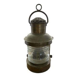 Early 20th Century Brass Nautical Lantern Debarbieri Genova Corded Electrified For Sale