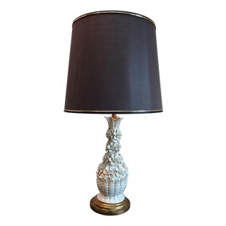 Spanish Ceramic Applied Flowers Lamp from Bondia, 1940s For Sale