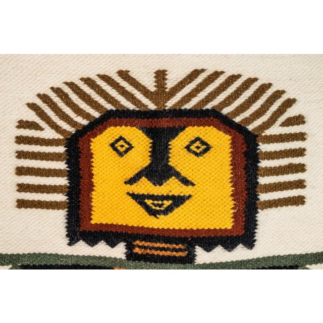 Textile Meso-American Aztec Hand-Woven Tapestry Folk Art / Wall Art, Mexico, C. 1970's For Sale - Image 7 of 10