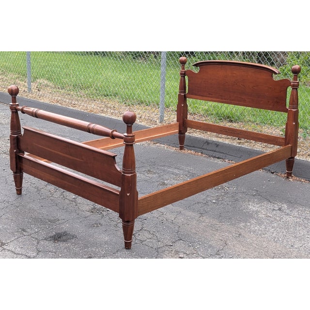 1960s Vintage John Vogler Cannonball Cherrywood Full Size Bed Frame For Sale - Image 9 of 11