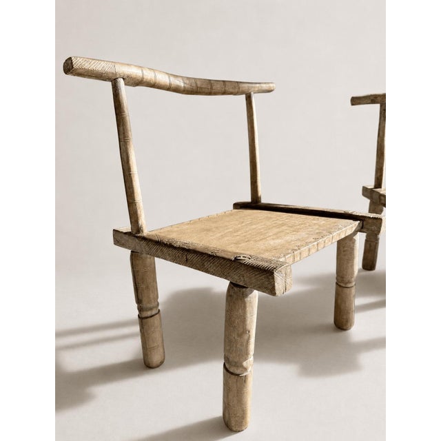 Antique Primitive Low Chairs, 20th Century, Set of 2 For Sale - Image 5 of 11