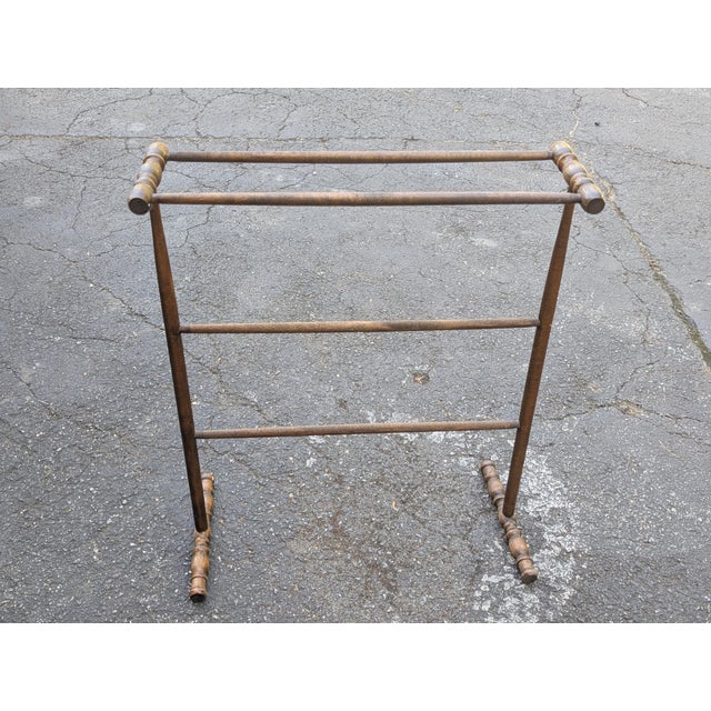 Wood Vintage Solid Oak Blanket & Quilt Rack - Freestanding Towel Stand For Sale - Image 7 of 7