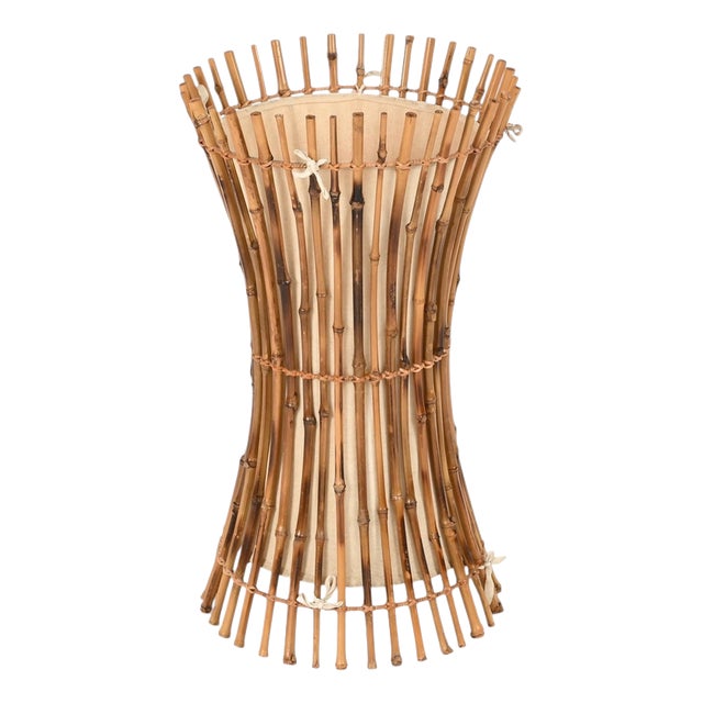Floor Lamp in Cotton, Bamboo and Rattan from Franco Albini, Italy, 1950s For Sale
