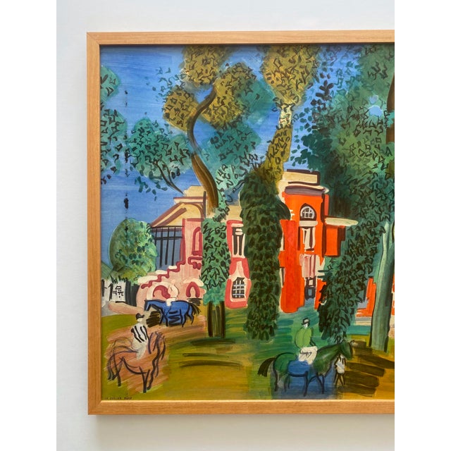 This Raoul Dufy rare vintage Mourlot fine art lithograph print custom framed large Paris travel poster " Le Paddock A...