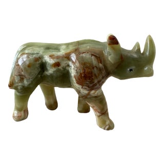 Hand Carved Onyx/Marble Rhinoceros Figurine For Sale