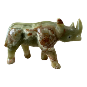 Hand Carved Onyx/Marble Rhinoceros Figurine