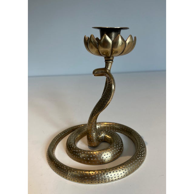 Cobra Candlesticks in Chiseled Bronze - a Pair For Sale - Image 9 of 12