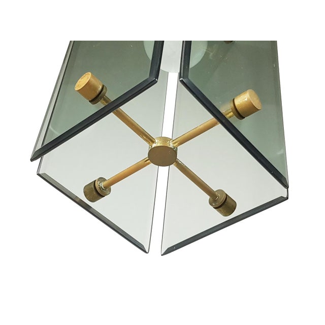 Black Italian Golden Aluminum and Smoked Glass Pendant Lamp, 1960s For Sale - Image 8 of 11