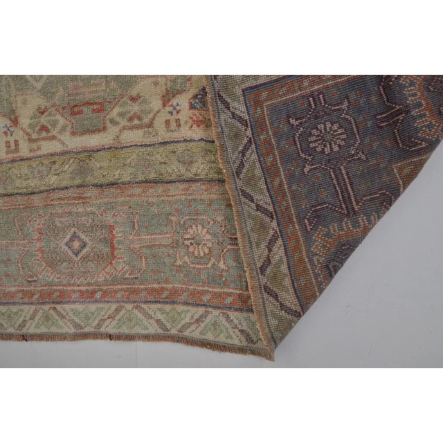 Beige Floral Antique Oushak Carpet For Sale - Image 8 of 10