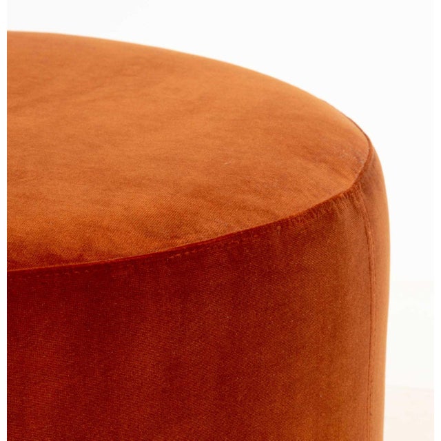 Textile Modern Burnt Orange Velvet Circular Ottoman For Sale - Image 7 of 8