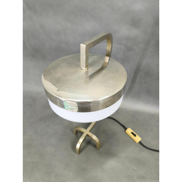 Bauhaus Nickel Table Lamp with Glass Diffuser, 1930s For Sale - Image 6 of 12