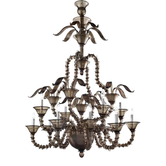 Handcrafted Modern Fumé Murano Glass Chandelier – Ca’ Rezzonico Collection For Sale