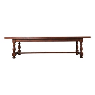 Country English Provincial Oak Farmhouse Trestle Dining Table For Sale