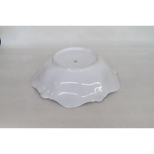 Ceramic Rs Germany Porcelain Large Floral Pink Lily Flowers Green Bowl For Sale - Image 7 of 11