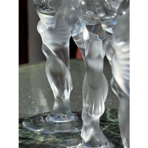 Glass Vintage Fabergé "Kissing Snow Doves" Stemmed Crystal Wine Glasses 1960s France - Set of 6 For Sale - Image 7 of 9