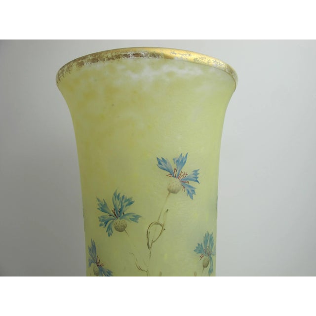 Antique Daum Nancy Etched & Enamel Gilt Flower Vase15" Tall Art Glass Vase For Sale In Portland, OR - Image 6 of 11