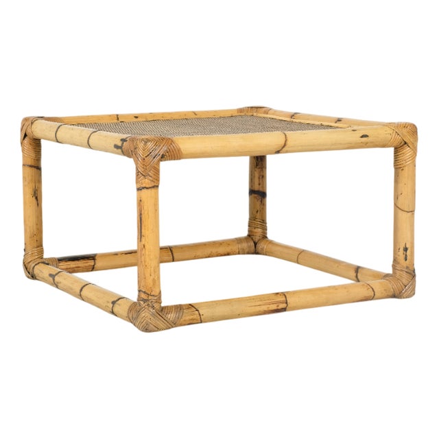 Bamboo & Rattan Coffee Table, Italy, 1960s For Sale