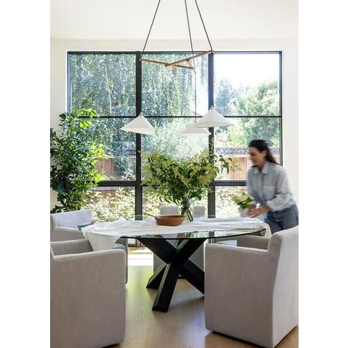Emily Group of Three Chandelier in Steel with Dark Bronze Finish by Moss Objects For Sale - Image 10 of 13