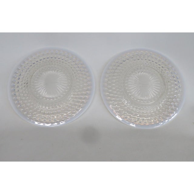 Anchor Hocking Anchor Hocking Moonstone Clear Opalescent Hobnail 1940s Plates 2pc Pair 5138b For Sale - Image 4 of 9