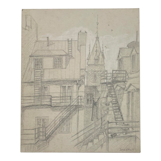 1981 John Bradley European City Drawing For Sale