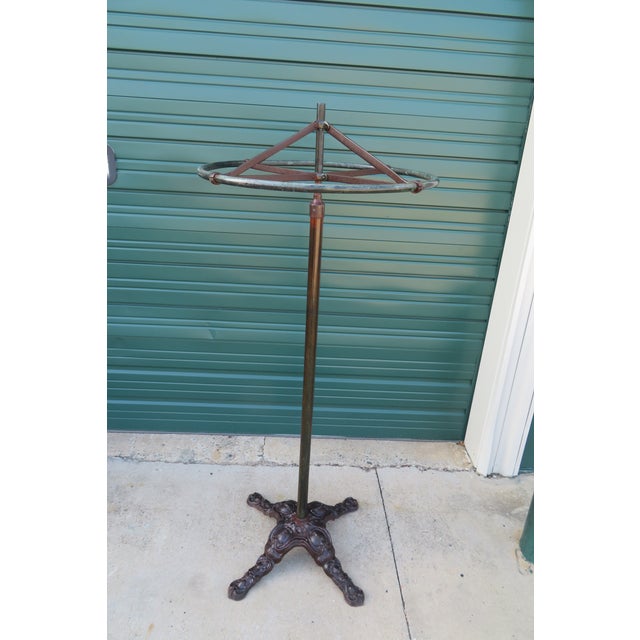 Antique Victorian Cast Iron Base & Brass Industrial Clothes Garment