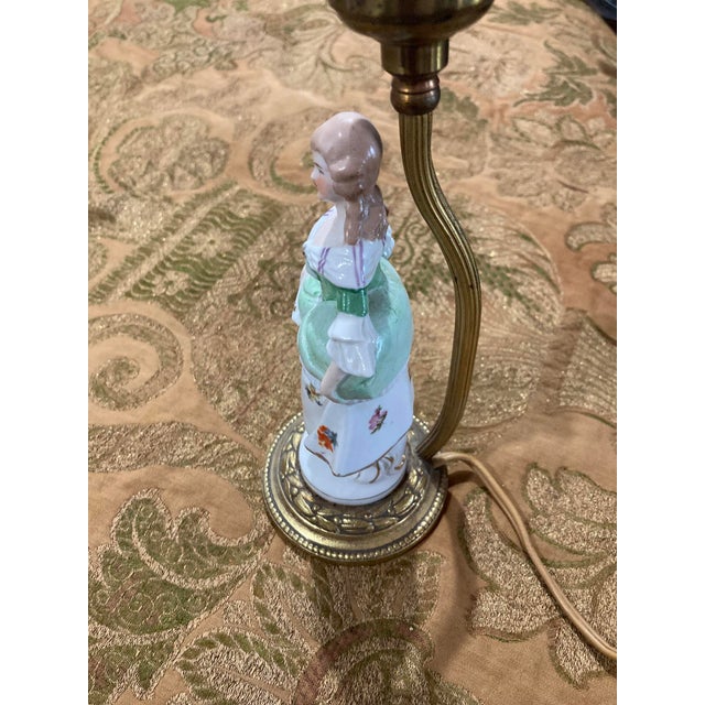 White Pair of Vintage Porcelain Figurine Lamps – Rococo Style – Lady & Gentleman – 12” For Sale - Image 8 of 16