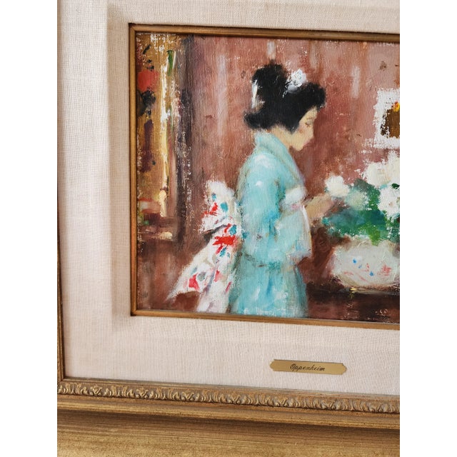 Japanese Samuel Edmund Oppenheim Painting of a Geisha For Sale - Image 3 of 7