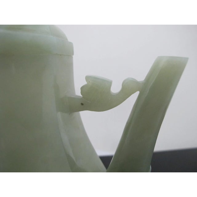 Gemstone Chinese Jade Qing Dynasty Carved Bird & Mask Octagonal Lidded Teapot For Sale - Image 7 of 11